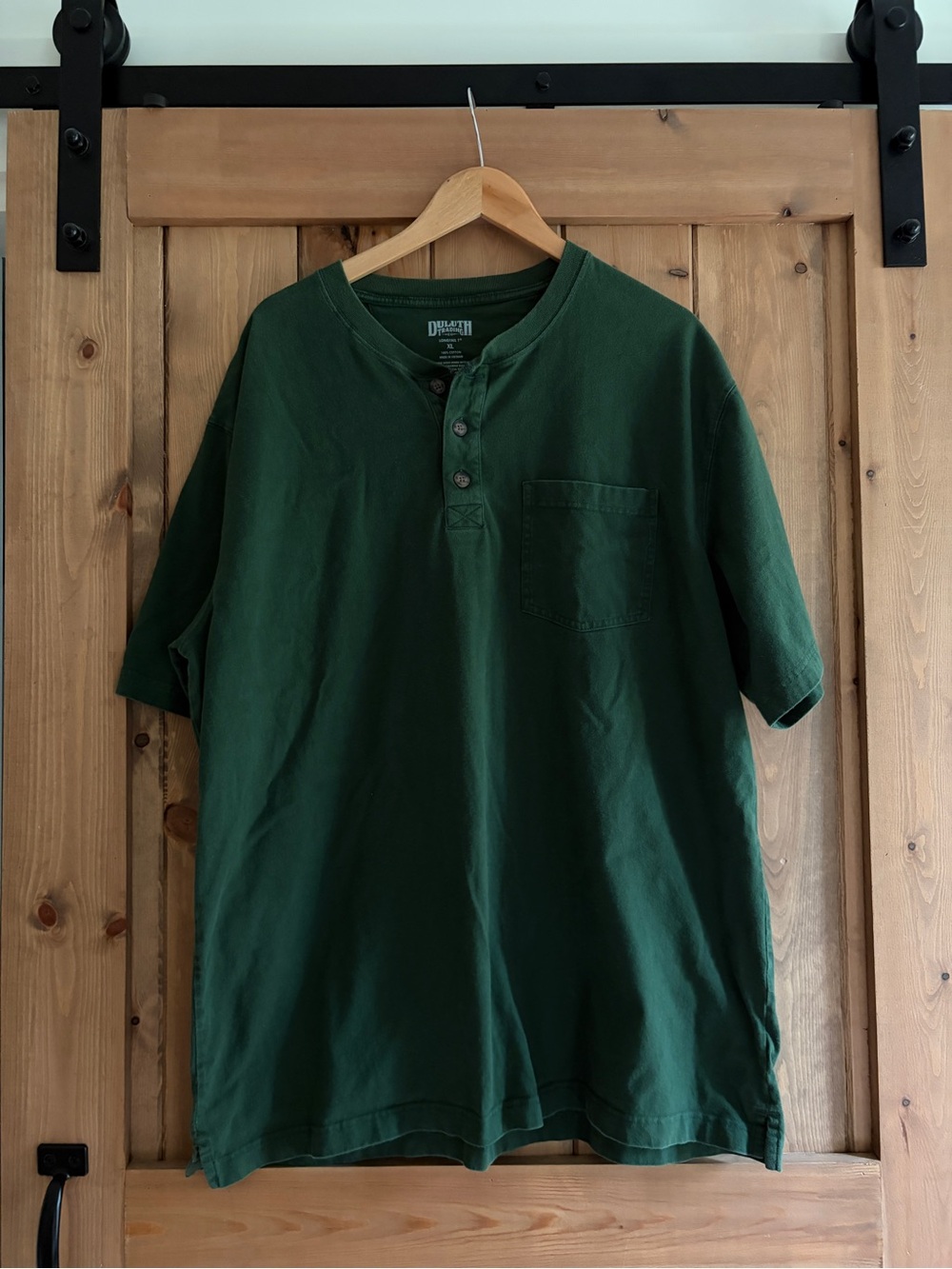 Duluth Trading Co Dark Green Henley Pocket Tee